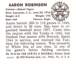 1986 Card Collectors 1950 Bowman (Reprint) #95 Aaron Robinson Back