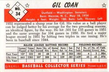 1983 Card Collectors 1953 Bowman Color Reprint #34 Gil Coan Back