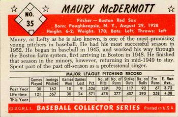 1983 Card Collectors 1953 Bowman Color Reprint #35 Maury McDermott Back