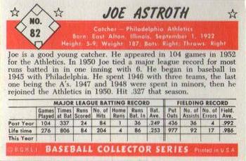 1983 Card Collectors 1953 Bowman Color Reprint #82 Joe Astroth Back