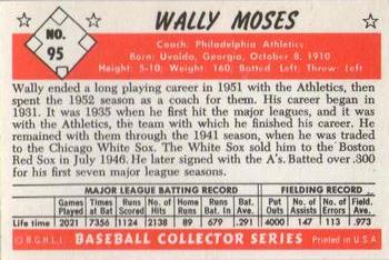 1983 Card Collectors 1953 Bowman Color Reprint #95 Wally Moses Back
