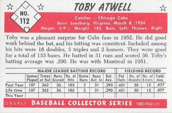 1983 Card Collectors 1953 Bowman Color Reprint #112 Toby Atwell Back