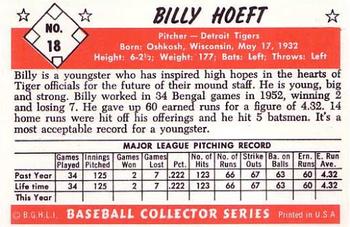 1983 Card Collectors 1953 Bowman Black & White Reprint #18 Billy Hoeft Back