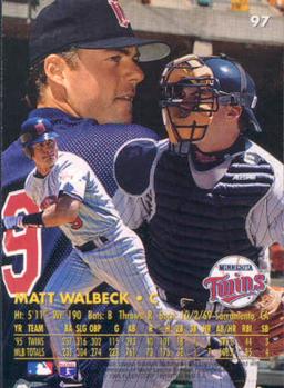 1996 Ultra #97 Matt Walbeck Back