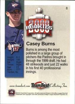 2000 Team Best Rookies #8 Casey Burns Back