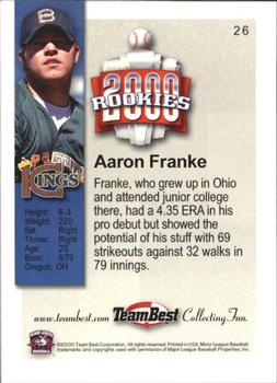 2000 Team Best Rookies #26 Aaron Franke Back