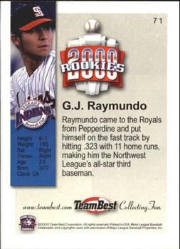 2000 Team Best Rookies #71 G.J. Raymundo Back