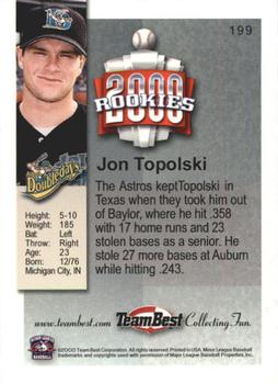 2000 Team Best Rookies #199 Jon Topolski Back