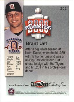 2000 Team Best Rookies #202 Brant Ust Back