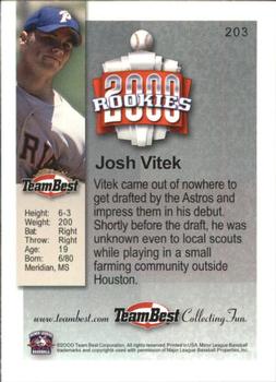 2000 Team Best Rookies #203 Josh Vitek Back