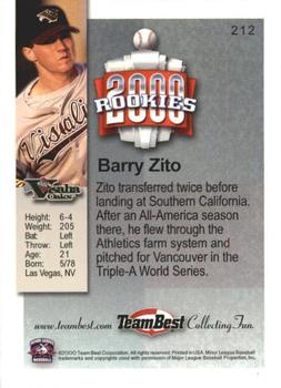 2000 Team Best Rookies #212 Barry Zito Back