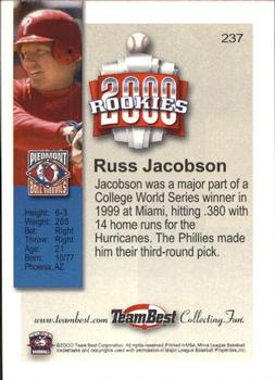 2000 Team Best Rookies #237 Russ Jacobson Back