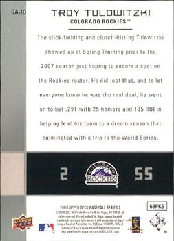 2008 Upper Deck - Star Attractions #SA-10 Troy Tulowitzki Back