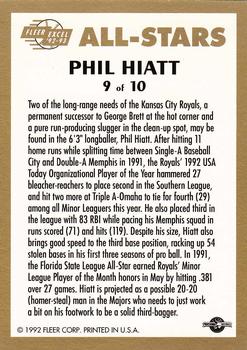 1992-93 Fleer Excel - All-Stars #9 Phil Hiatt Back