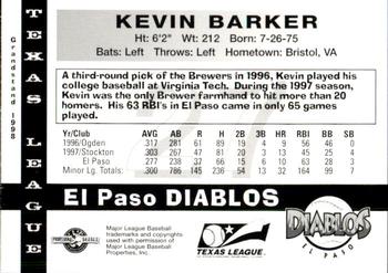 1998 Grandstand Texas League Top Prospects #NNO Kevin Barker Back