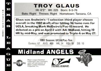1998 Grandstand Texas League Top Prospects #NNO Troy Glaus Back