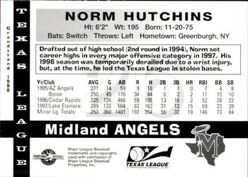1998 Grandstand Texas League Top Prospects #NNO Norm Hutchins Back