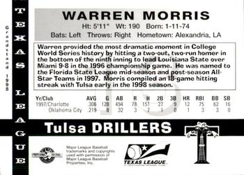 1998 Grandstand Texas League Top Prospects #NNO Warren Morris Back