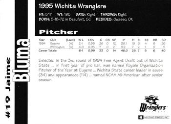 1995 Multi-Ad Wichita Wranglers #NNO Jaime Bluma Back