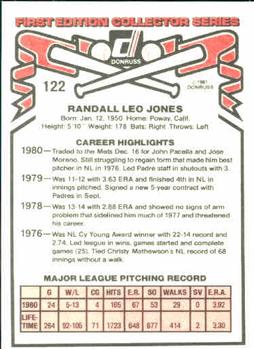 1981 Donruss #122 Randy Jones Back