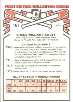 1981 Donruss #167 Shane Rawley Back