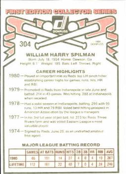 1981 Donruss #304 Harry Spilman Back