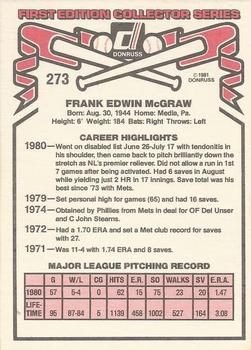 1981 Donruss #273 Tug McGraw Back