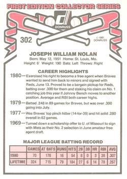 1981 Donruss #302 Joe Nolan Back
