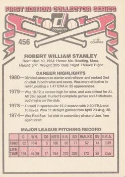 1981 Donruss #456 Bob Stanley Back