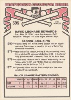 1981 Donruss #595 Dave Edwards Back