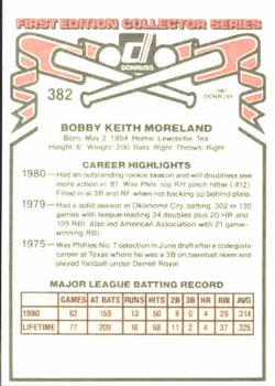 1981 Donruss #382 Keith Moreland Back