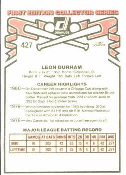 1981 Donruss #427 Leon Durham Back