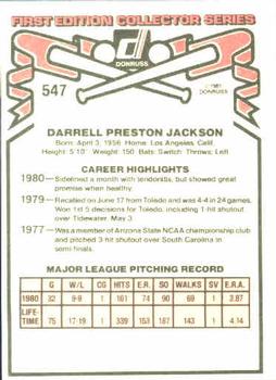 1981 Donruss #547 Darrell Jackson Back