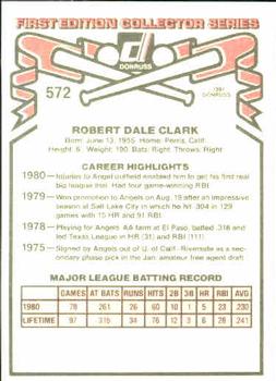 1981 Donruss #572 Bobby Clark Back