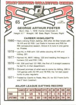1981 Donruss #65 George Foster Back