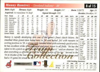 1997 Score Cleveland Indians #8 Manny Ramirez Back