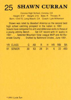 1991 Little Sun High School Prospects Gold #25 Shawn Curran Back