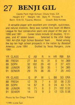 1991 Little Sun High School Prospects Gold #27 Benji Gil Back