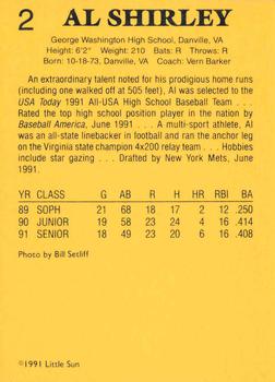 1991 Little Sun High School Prospects Gold #2 Al Shirley Back