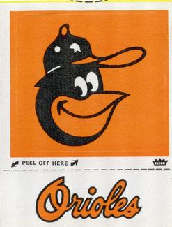1969 Fleer Patches #NNO Baltimore Orioles Monogram Front