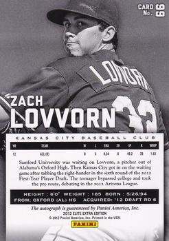 2012 Panini Elite Extra Edition - Franchise Futures Signatures #66 Zach Lovvorn Back