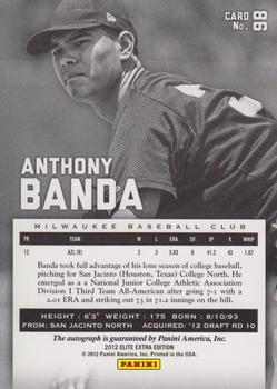 2012 Panini Elite Extra Edition - Franchise Futures Signatures #98 Anthony Banda Back