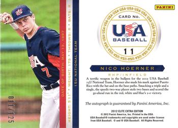 2012 Panini Elite Extra Edition - USA Baseball 15U Signatures #11 Nico Hoerner Back