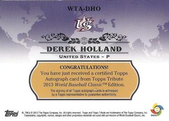 2013 Topps Tribute WBC - Autographs #WTA-DHO Derek Holland Back