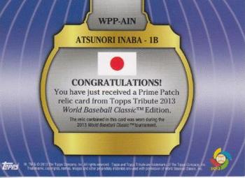 2013 Topps Tribute WBC - Prime Patches Orange #WPP-AIN Atsunori Inaba Back