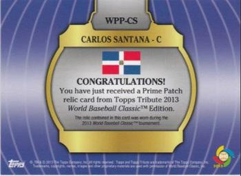 2013 Topps Tribute WBC - Prime Patches Orange #WPP-CS Carlos Santana Back