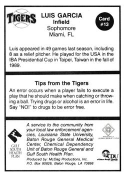 1990 LSU Tigers #13 Luis Garcia Back
