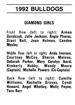1992 Mississippi State Bulldogs #NNO Diamond Girls Back
