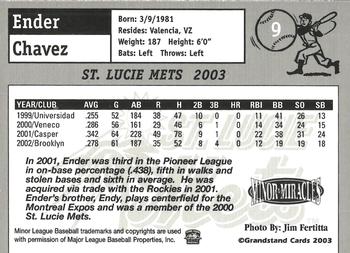 2003 Grandstand St. Lucie Mets #NNO Ender Chavez Back