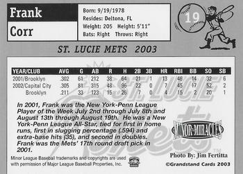 2003 Grandstand St. Lucie Mets #NNO Frank Corr Back